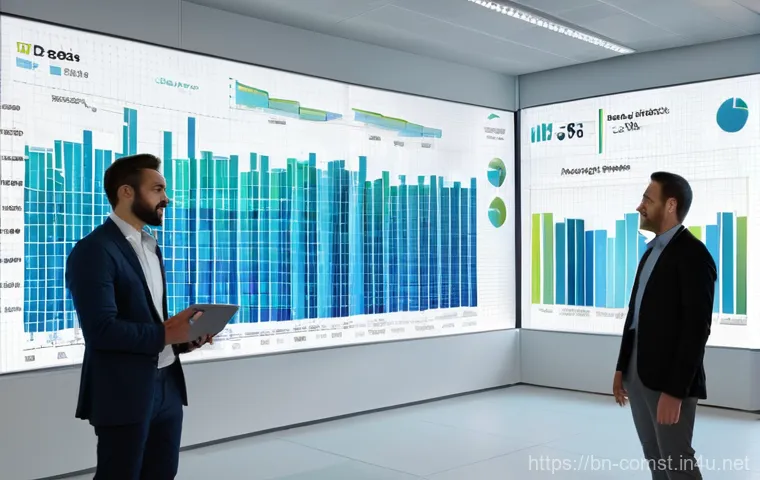 텍스트 분석 및 시각화 - **Text Analysis: Uncovering Digital Insights**
    A young, focused female data analyst, dressed in ...
