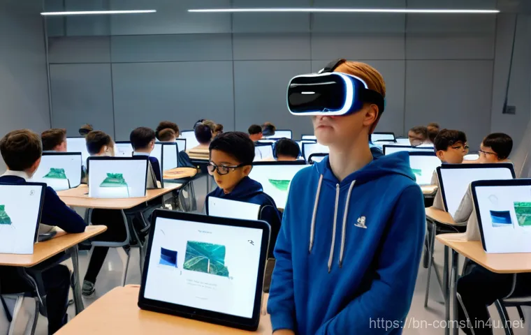 5G 네트워크 기술 - **Prompt 1: Immersive 5G Education Experience**
    "A vibrant, modern classroom bathed in natural l...