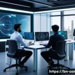 Home 22 컴퓨터공학 연구 동향 - A high-tech laboratory scene showcasing advanced machine learning algorithms at work: a diverse grou...